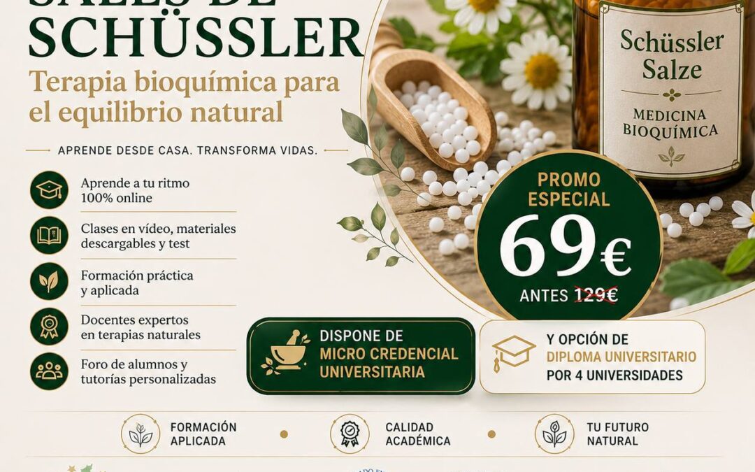 Curso de Sales de Schüssler Online, Formación en Sales de Schüssler online y en Galicia A Coruña, Pontevedra, Vigo, Santiago, Curso de Bioquímica Schüssler ESPS