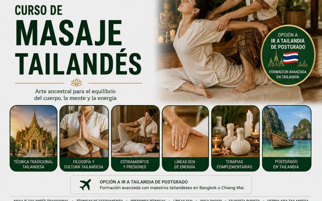 Curso de Masaje Tailandés Curso de Masaje Tailandés en Galicia un Curso Profesional de Masaje Tailandés con sedes en Vigo, A Coruña, Pontevedra y Santiago de Compostela, además de convocatorias intensivas en toda España