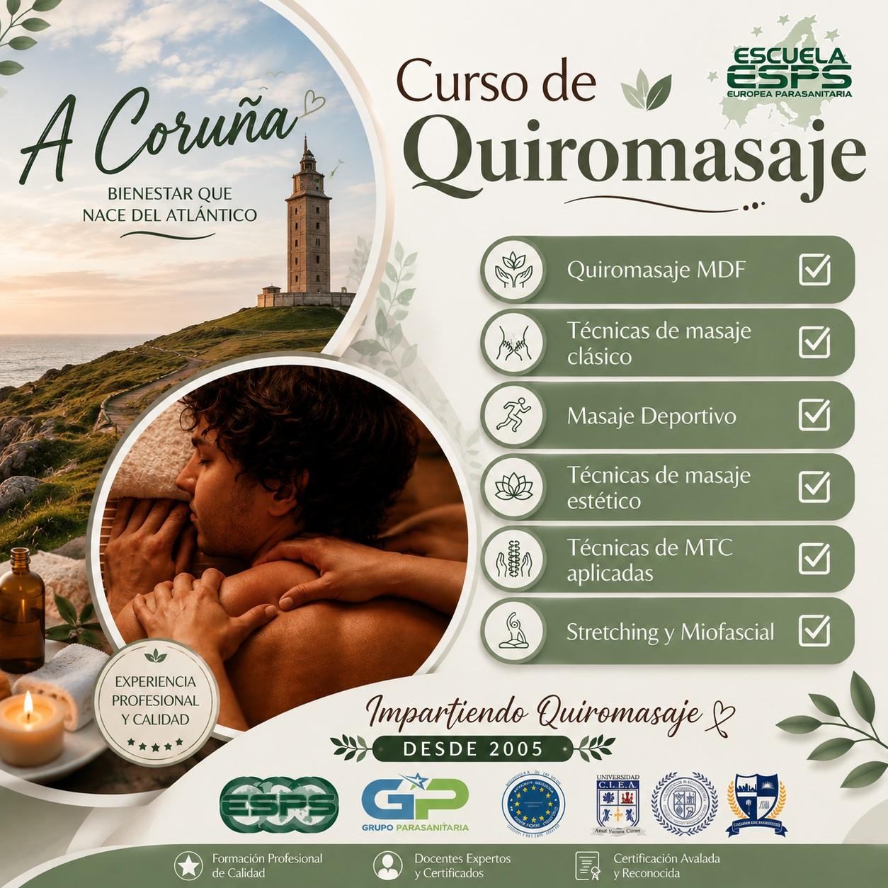 Curso de Quiromasaje en Coruña | Escuela de masaje ESPS®