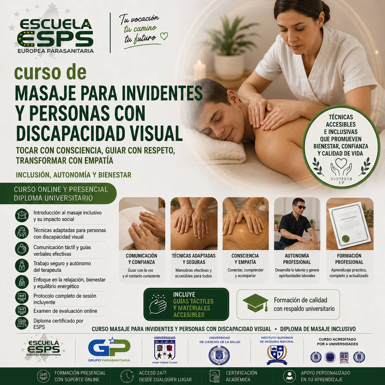 Curso de masaje para invidentes y discapacidad visual | Cursos de Terapias Alternativas